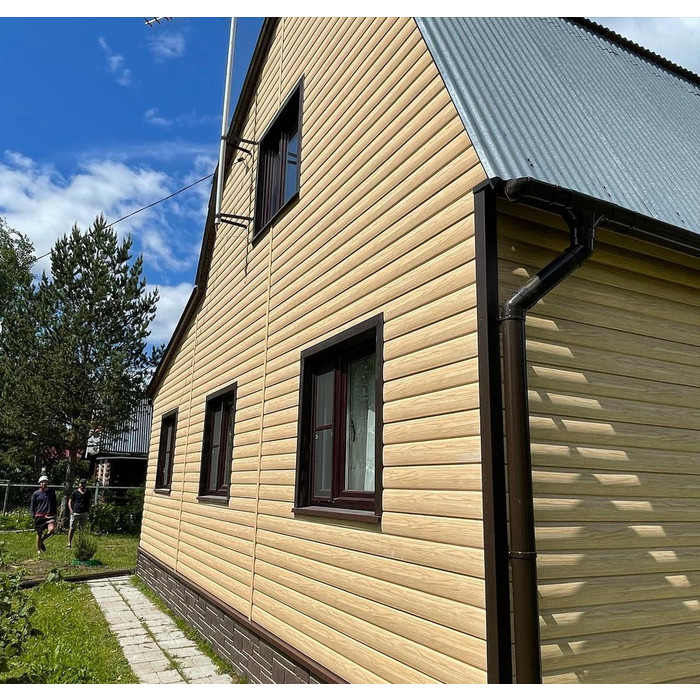Виниловый сайдинг Docke Блок-Хаус D4.7T LUX под дерево Зрелый Каштан 3600×243 фото 3