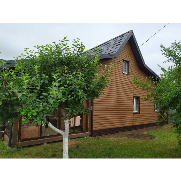 Виниловый сайдинг Docke Блок-Хаус D4.7T LUX под дерево Миндаль 3600×243 фото 4