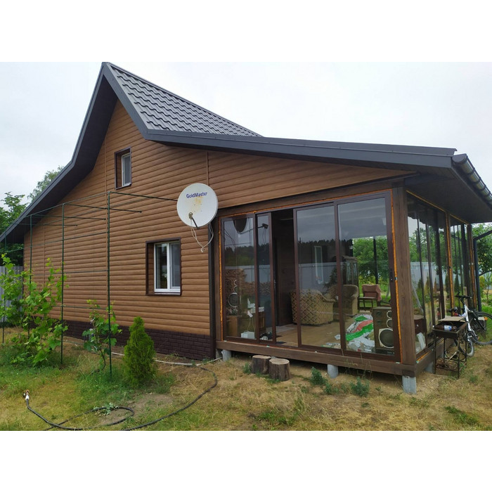 Виниловый сайдинг Docke Блок-Хаус D4.7T LUX под дерево Миндаль 3600×243 фото 2