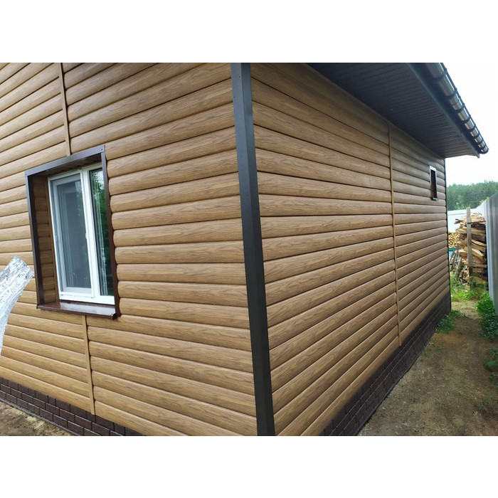 Виниловый сайдинг Docke Блок-Хаус D4.7T LUX под дерево Миндаль 3600×243 фото 3