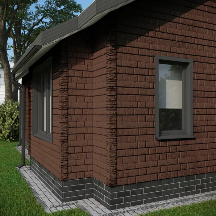 Виниловый сайдинг Docke BERGART LUX под камень Кедровый Орех 1809×285 фото 4