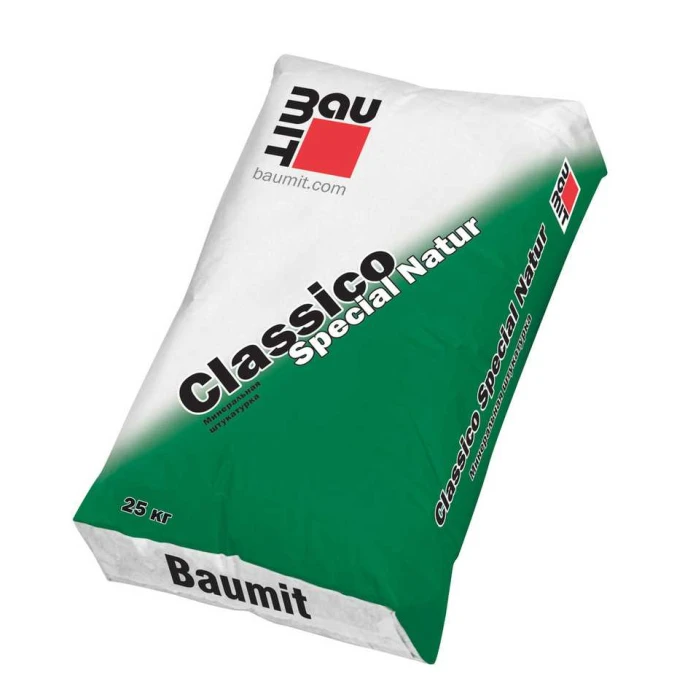 Тонкослойная декоративная штукатурка Baumit Classico Special Natur серая фактура короед R 2.0, R 3.0