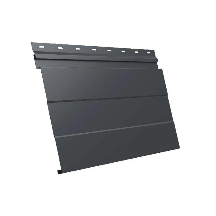 Металлический сайдинг Grand Line Фасадная панель 0.5 мм Satin Matt с пленкой RAL 7024 мокрый асфальт