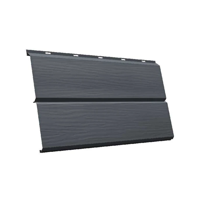 Металлический сайдинг Grand Line ЭкоБрус 3D 0.5 мм Quarzit Pro Matt RAL 7024 мокрый асфальт
