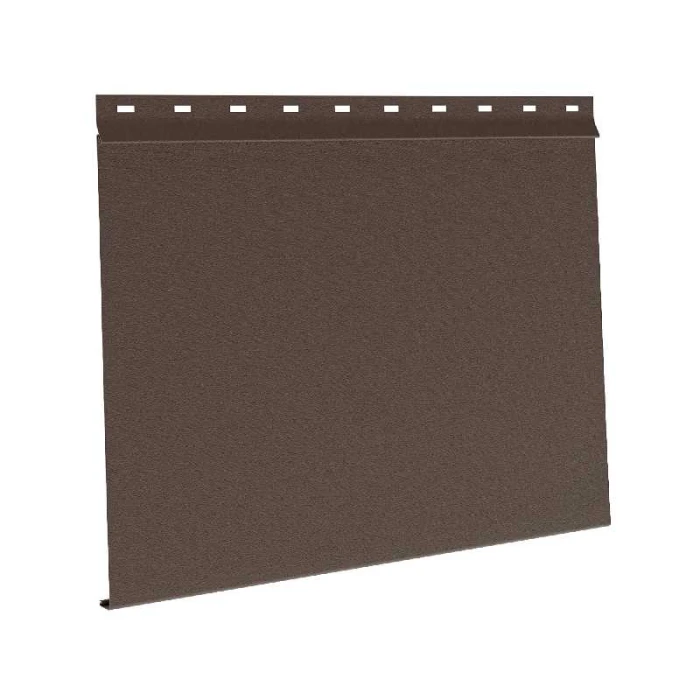 Сайдинг металлический AquAsystem Скандинавская доска широкая Polyester 0,45mm (0,48mm с покрытием) Zn140 Тёмно-коричневый матовый (RR 32)