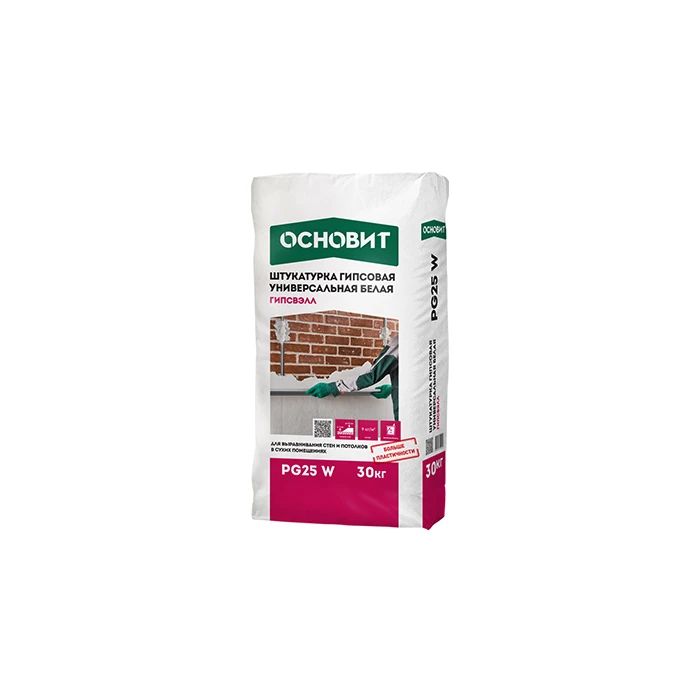 Гипсовая штукатурка универсальная Основит ГИПСВЭЛЛ PG25 W 30 кг